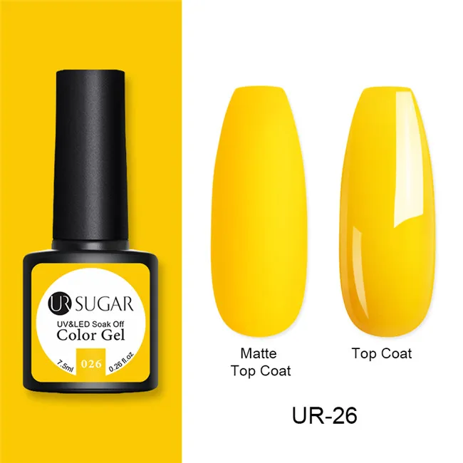 Ur Sugar 7,5 мл матовое верхнее покрытие замочить от УФ светодиодный Гель-лак для нейл-арта матовый эффект маникюр Дизайн ногтей гель лак - Цвет: UR-26