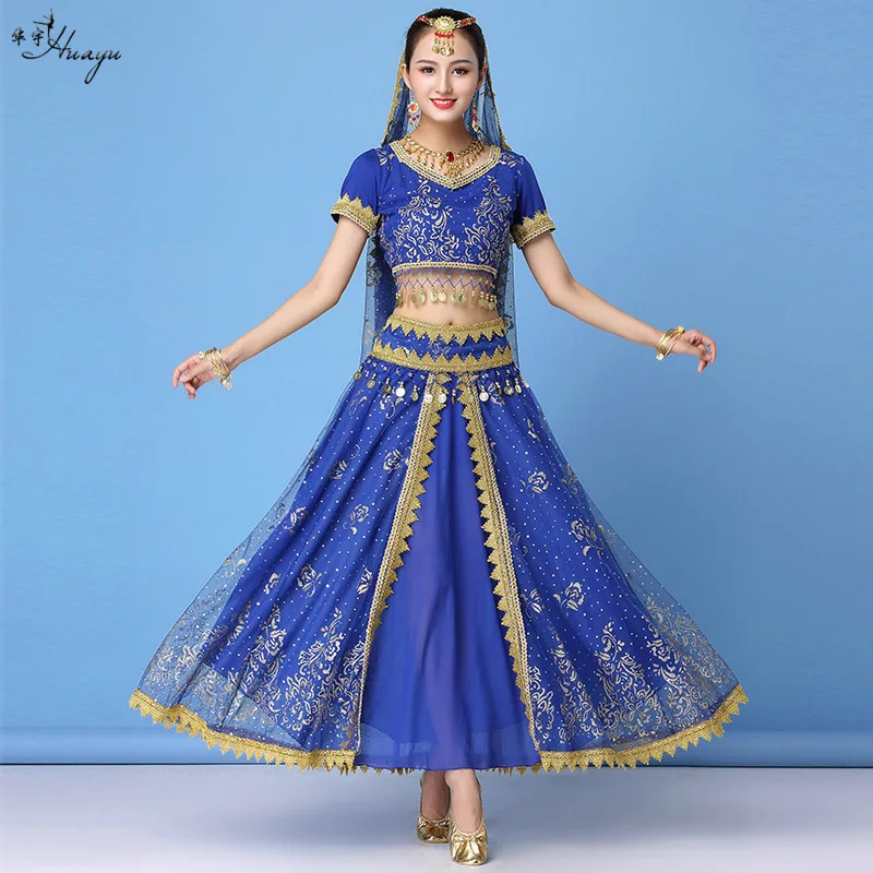 

Huayu Dance New Style India Folk Dance Clothing Sequin Long Skirts Performance Wear Xinjiang Costume Women's Adult Suit