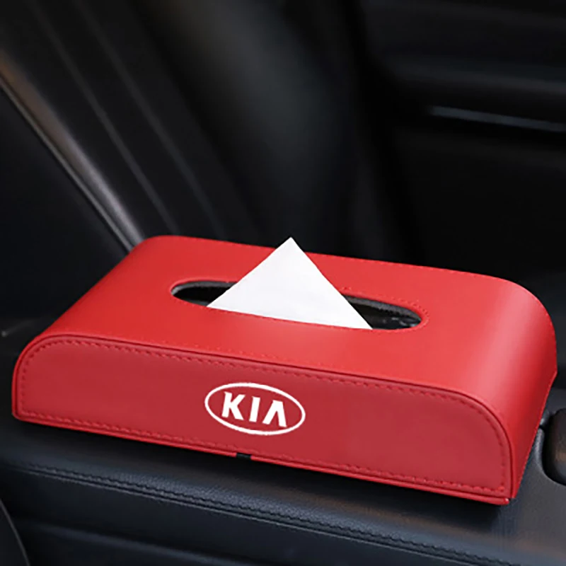 

1 pcs New Fashion Car Style PU Quality Tissue Box For KIA K2 K3 K5 Sorento Sportage R Rio Soul cap car styling Auto Accessories