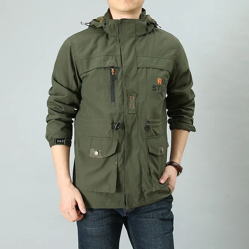 

Новинка весна-осень 2021, мужской модный тренчкот в спортивном стиле, Уличная Повседневная куртка, пальто с несколькими карманами для инструментов