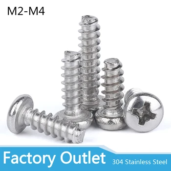 

50pcs Cross Recessed Round Head Self-tapping Screws 304 Stainless Steel M2 M2.3 M2.6 M3 M4 Phillips Screw Flat Tail