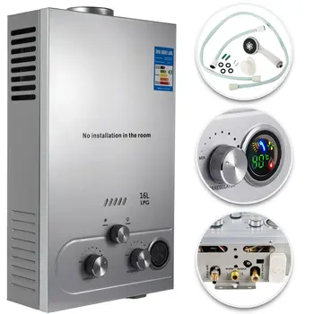 

Hot Water Heater 16L Tankless Propane Water heater 4.3GPM Stainless Steel Liquefied Petroleum Gas Water Heater with Shower Head