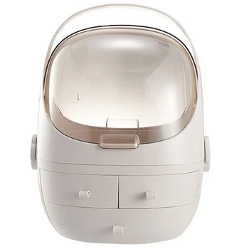 

Clamshell 3 Drawer Dressing Table Rounded Makeup Holder Storage Box For Lipstick Jewelry Cosmetic Organizer Pink