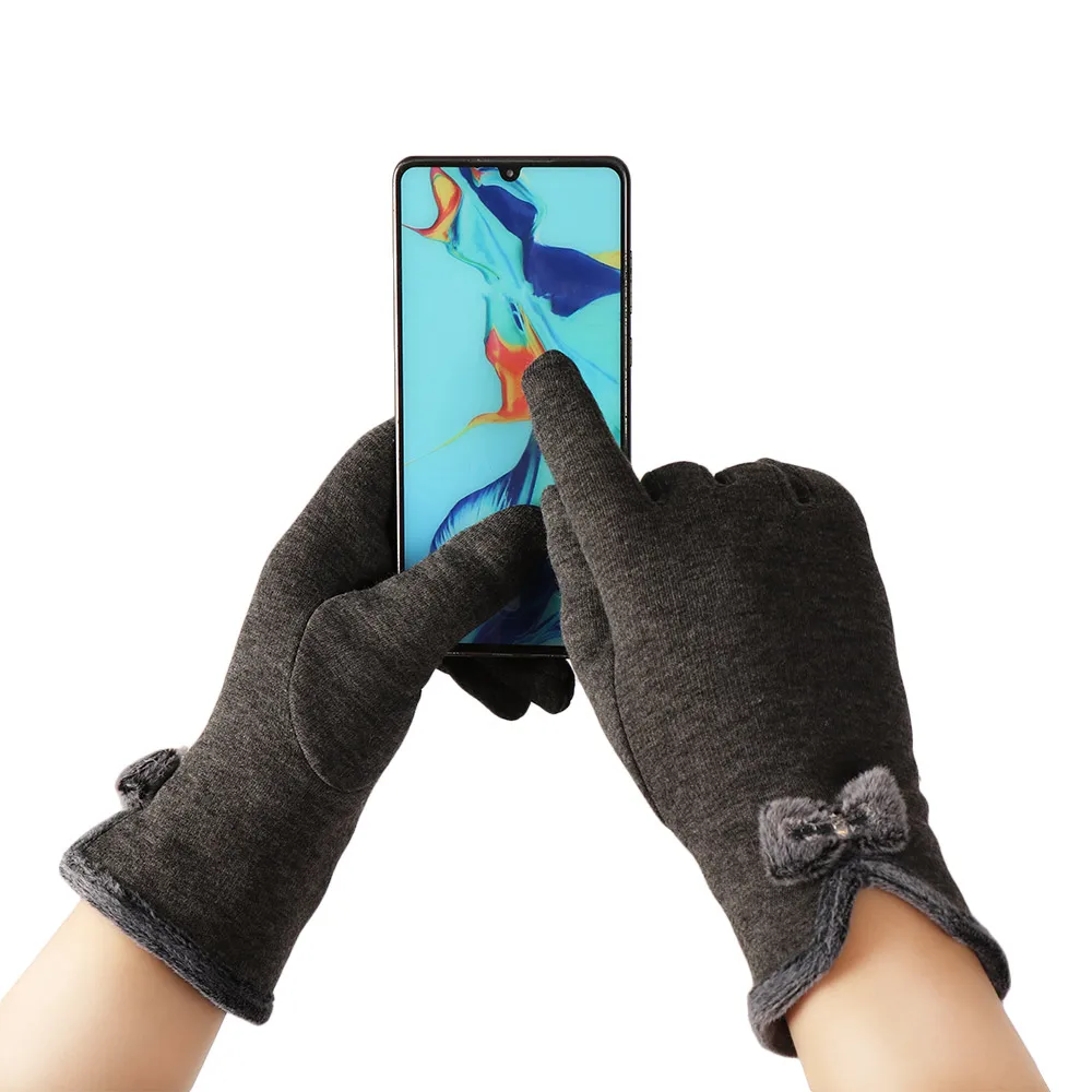 1 пара сенсорный экран зимние женские перчатки осень плюс бархатные теплые перчатки рукавицы тепловой вождения лыжные ветронепроницаемые перчатки