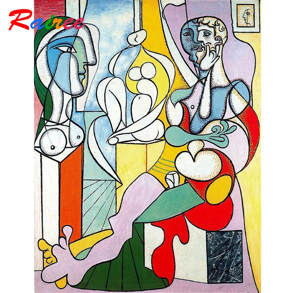 Picasso Famous Painting &quotSculptor" 5D DIY Diamond Abstract Embroidery Cross Stitch Rhinestones Mosaic Picture | Дом и сад