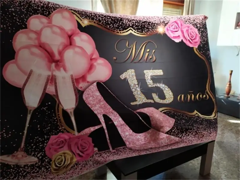 Photo Backdrop Fabulous Women 18 30 40 50th Birthday Party Balloon High Heel Rose Champagne Photography Background photo backdrop