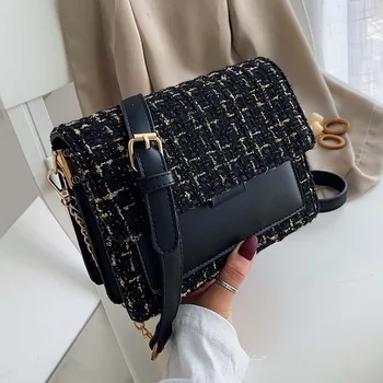 

Cotton and Linen Crossbody Bags For Women 2020 Winter Shoulder Messenger Bag Female Mini Chain Handbags and Purses