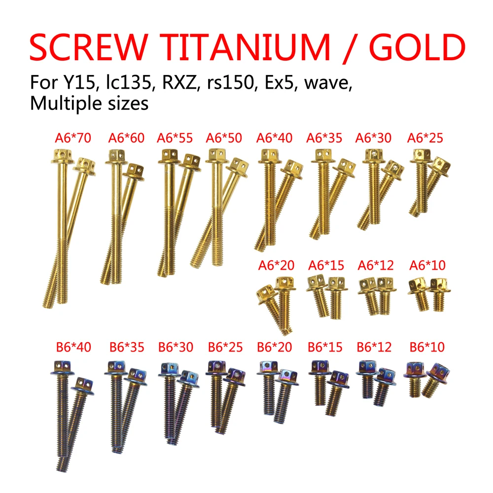 Moto 2 Pz M6 Vite Titanio/Oro È Adatto Per Yamaha Honda Y15 Lc135 Vm Rxz Rs150 Pz19 Ex5 Wave Moto