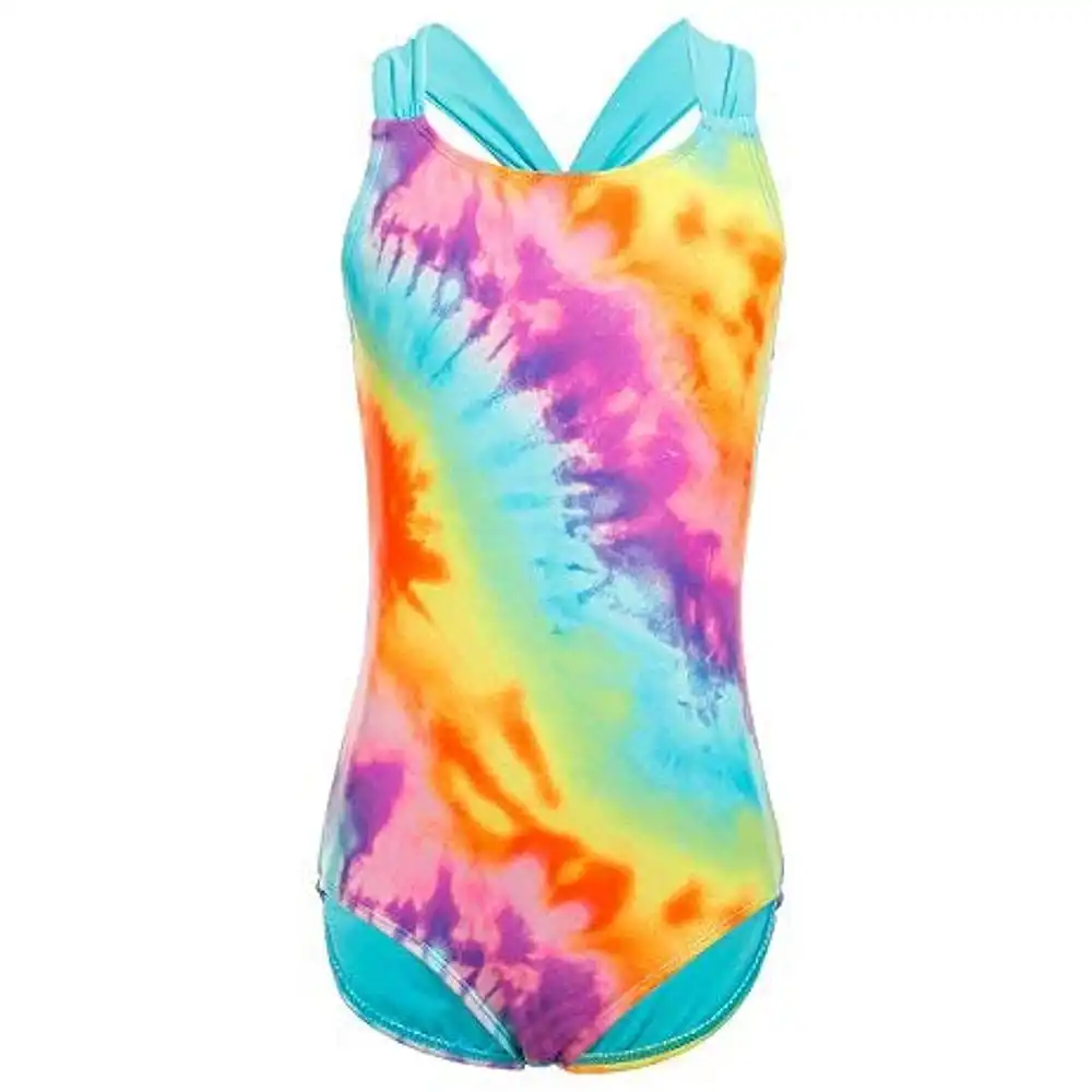 Girls One Piece Swimsuit with Short or Dress Criss Cross Back Swimwear