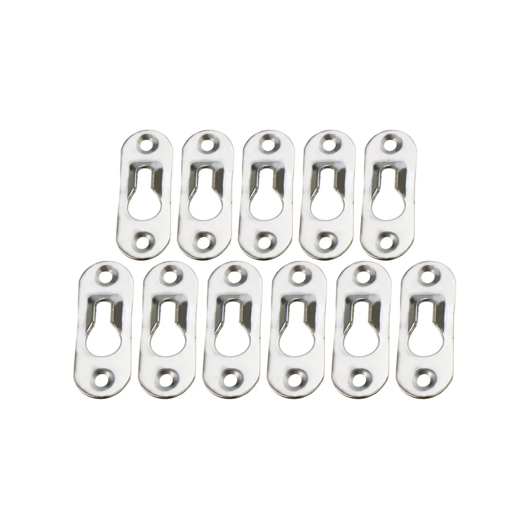 10/20Pcs 44mm x 16mm Silver Tone Metal Keyhole Hanger Fasteners For Hanging Paintings Frame On The Wall