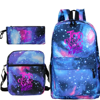 

jojo siwa Starry sky Backpack Mochilas Boy Girls School Bags Travel Bolso Escolar with Crossbody Bag Pen Bags Laptop Satchel