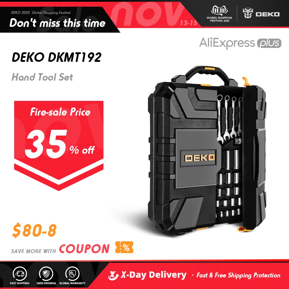 DEKO 192 Pcs Professional Car Repair Tool Set Auto