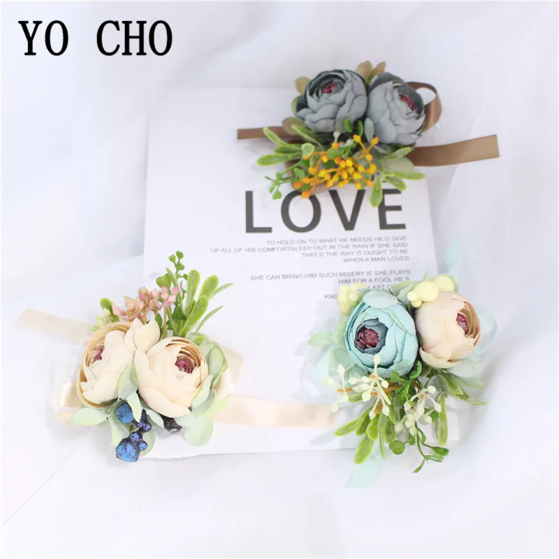Fiori Artificiali Sposo Fiore All'Occhiello Spille Wedding Polso Corsage Del Braccialetto Damigella D'Onore Matrimonio Wedding Planner Bouquet Di Fior