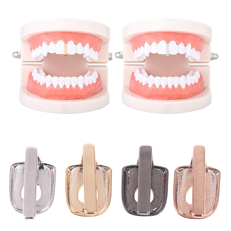2 Pcs/Set Teeth Stick Shape Top Fangs Metal Tooth Cap Oral Care Tools