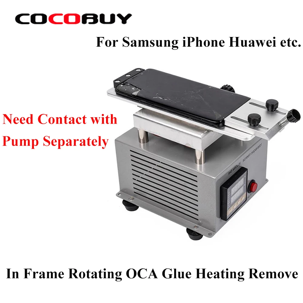 

360 Degree Rotating Heating Plate Separator Machine For Samsung Edge iPhone Screen OCA LCD Glue Cleaning Separating Repair