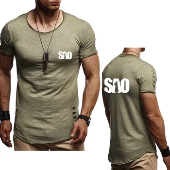 

New 2020 Summer Men T-Shirt for Anime Sword Art Online SAO printing Mens Short Sleeve Fashion Casual Cotton male T-Shirt E