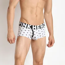 Бренд Pink Heroes нижнее белье Для мужчин хлопок комфортные дышащие мужские женские короткие ботинки на плоской подошве-угловой сексуальные Печатные Нижнее белье cueca masculina