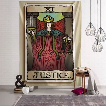 

Justice Tarot cards tapestry Indian Mandala Hippie Macrame Tapestry Wall Hanging Boho decor Psychedelic Witchcraft Tapestry