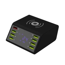 8 usb портов, мобильный адаптер питания, станция, портативное зарядное устройство для телефона, быстрая зарядка, универсальная розетка, ЖК-дисплей, умные док-станции для путешествий