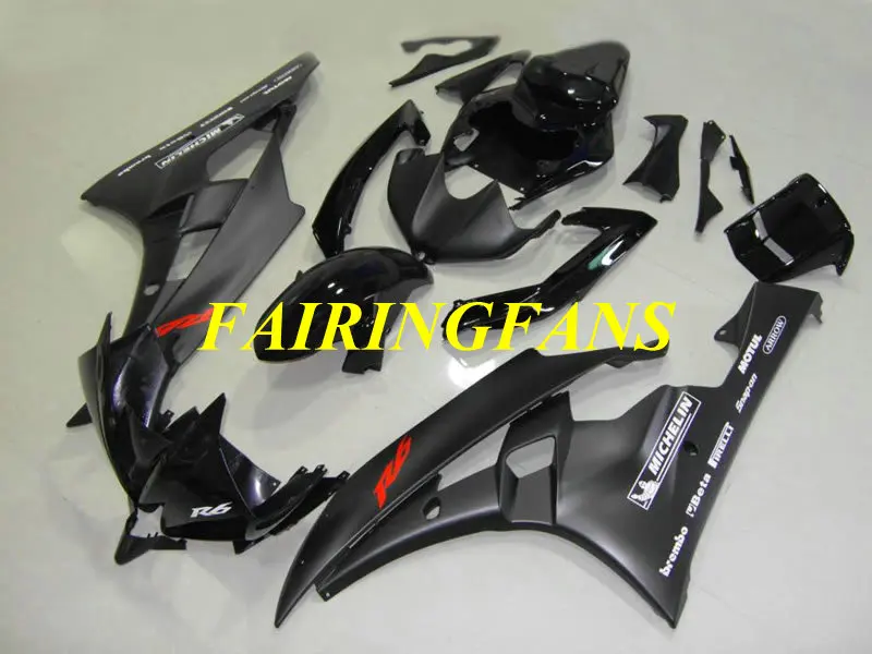 Мотоциклетный вставной Обтекатель тела комплект для YAMAHA YZFR6 06 07 YZF R6 2006 2007 YZF600 матовый глянцевый черный Обтекатели на кузов+ подарки YL03