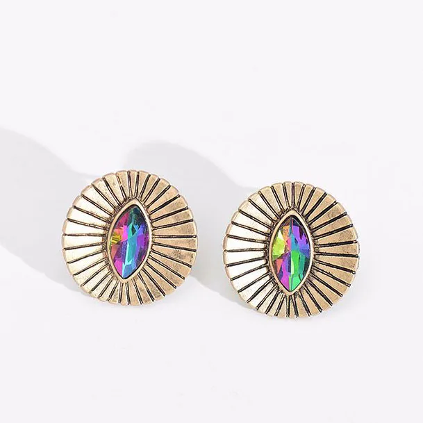 Женские серьги гвоздики в стиле бохо со сглаза ювелирные изделия ретро|crystal round