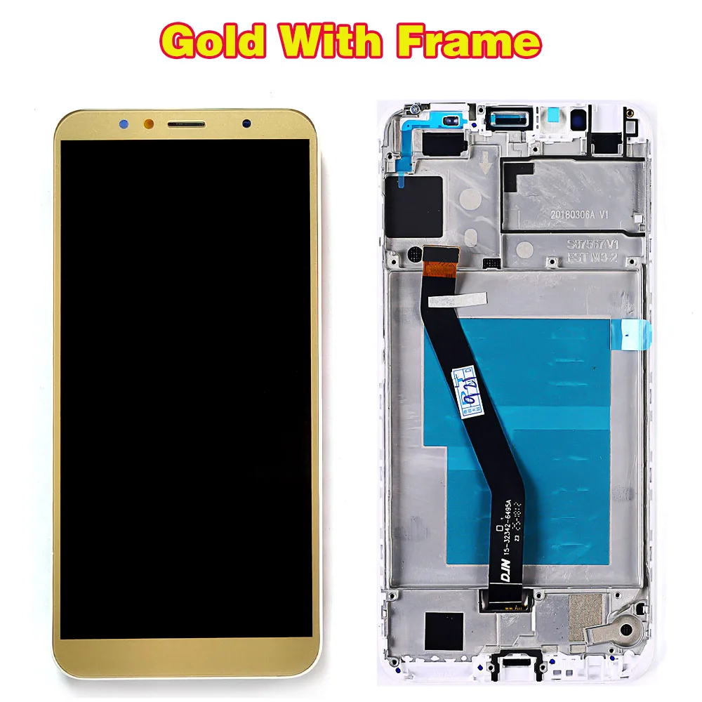 По сделке команда ЖК-дисплей для huawei Honor 7A AUM-l29 5,7 дюймов кодирующий преобразователь сенсорного экрана в сборе 1440*720 рамка с инструментами стеклянная пленка - Цвет: Gold with Frame