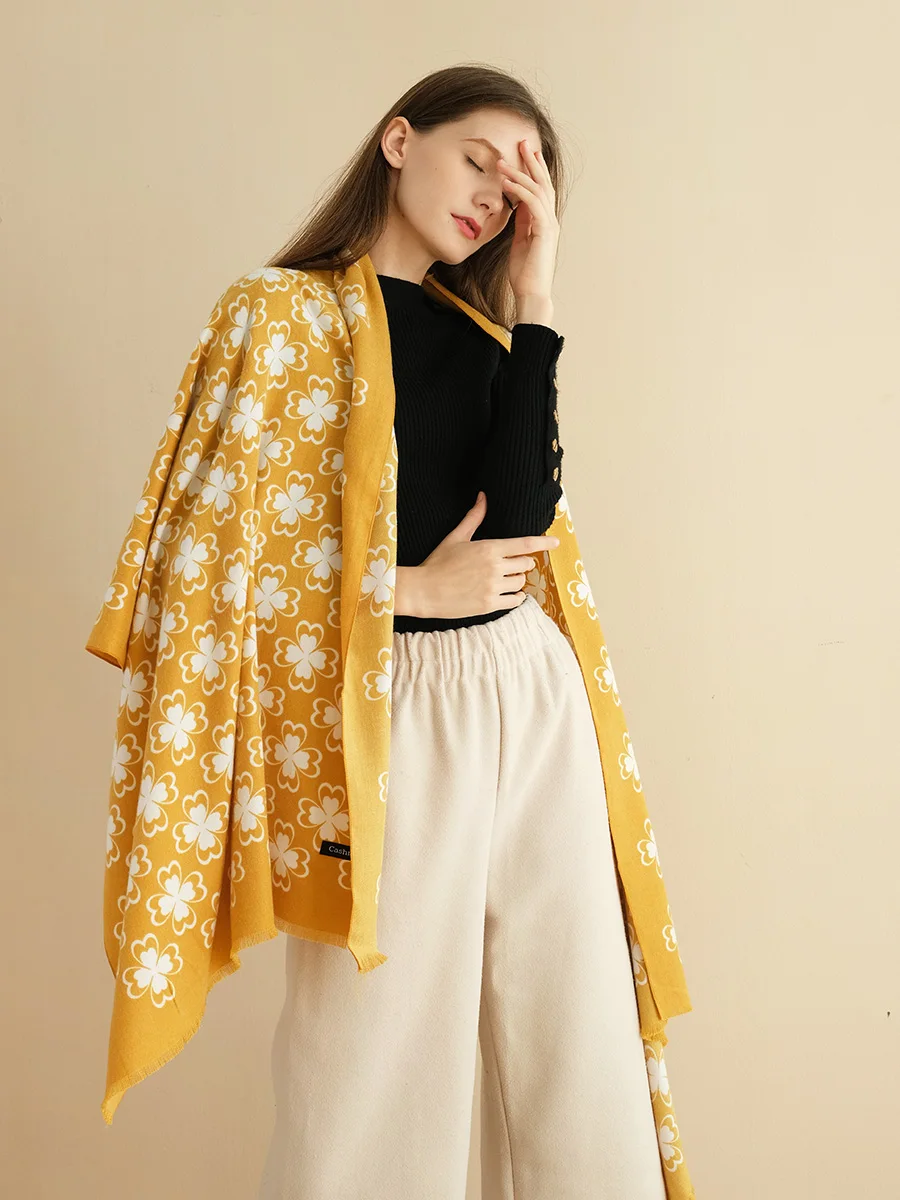 

Cashmere Scarf Women Luxury Brand Floral Print Elegant Intellectual Ladies Tassel Shawl Pashmina Top Quality 180x70cm SF1214