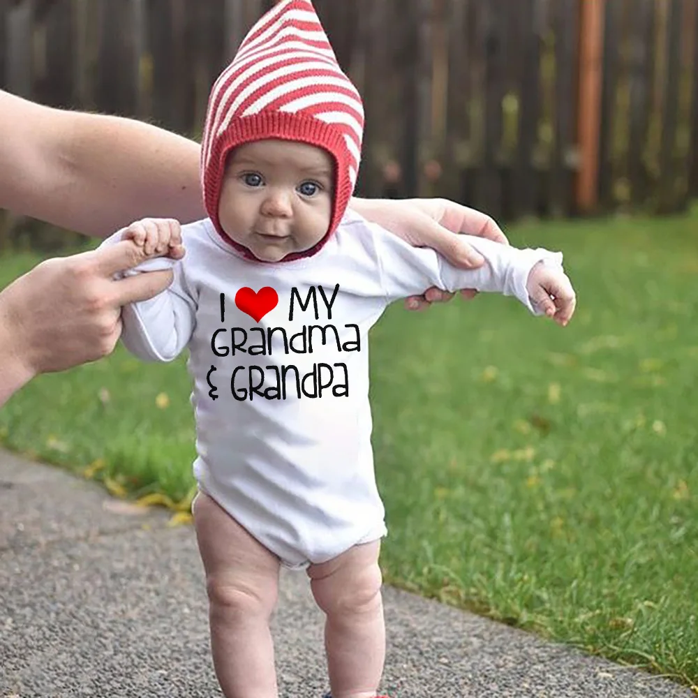 

Боди унисекс с длинным рукавом и надписью «I Love My бабушка & Дедушка»