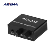 AIYIMA Stereo Mixer Audio Distributor for Headphone External Power AMP Volume independent control DC5 19V 2 inputs 2 outputs