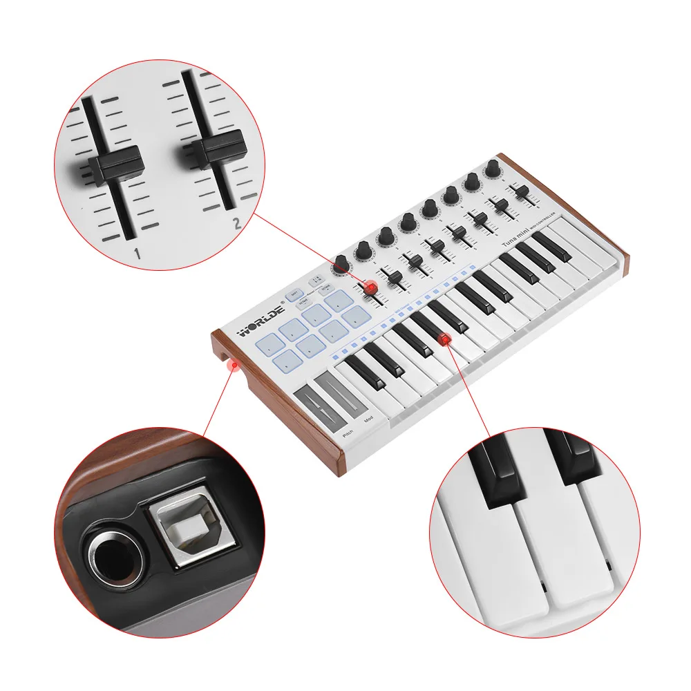 На выбор тунец мини ультра-Портативный 25-ключ USB MIDI контроллер клавиатуры с двумя видами миди клавиатуры и коврики