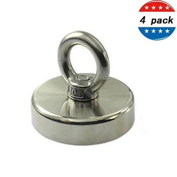 

4 pack strong magnet hook 304 Stainless steel ring max pulling 10kg fishing magnets