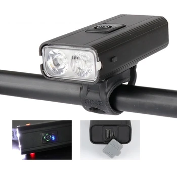

Super Bright 2 LEDs Bike Light USB Waterproof Bicycle Front Light with Indicator