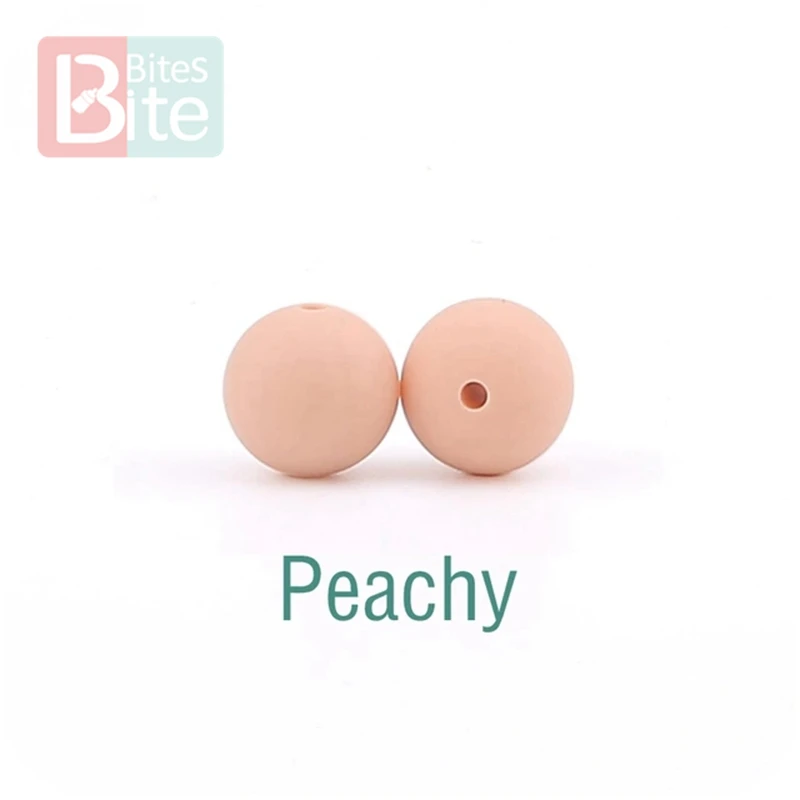 Peachy Укусы 15 мм 30 шт. силиконовые бусины пищевого качества силиконовые детские товары для прорезывания зубов жевательные соска, зажимы для цепи бусины Детские игрушки для прорезывания зубов - Цвет: Peachy