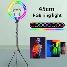 18 inch 13inch  LED Video Selfie RGB Ring Light 45cm 33cm Color Photography Lighting With Tripod For Youtube VK Live Video