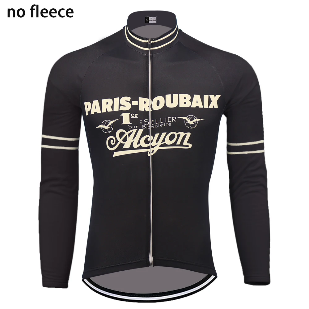 PARIS-ROUBAIX зимняя флисовая и без флиса велосипедная майка с длинными рукавами одежда для велосипеда ветрозащитная одежда для горного велосипеда - Цвет: long sleeve