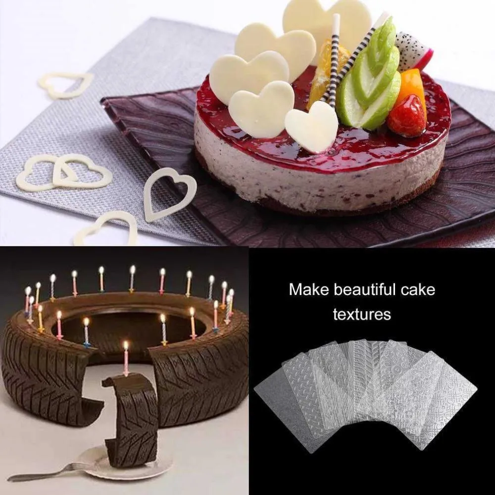 Tapis De Texture De Pneu Pour Decoration Artisanale En Sucre Ensemble De 6 Pieces Moule A Gateau Fondant Cupcake Outils De Cuisson Aliexpress