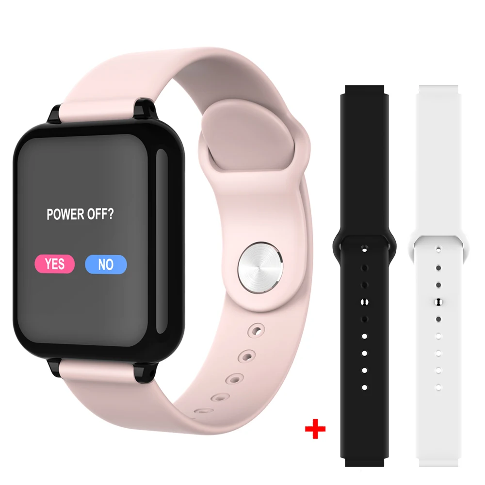pink black white LEMDIOE b57 умные часы для мужчин и женщин, мониторинг сердечного ритма, кровяного давления, напоминание о звонках, водонепроницаемый фитнес-трекер - Цвет: pink black white
