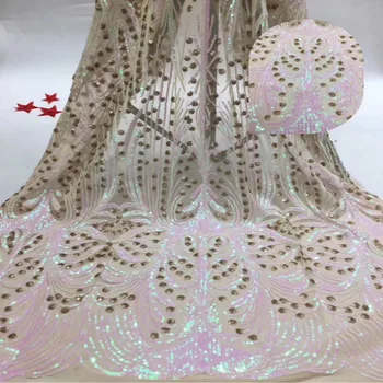 

Flowing beads lace fabric mesh embroidery fashion fabric polyester mesh embroidery fabric dress lace fabric