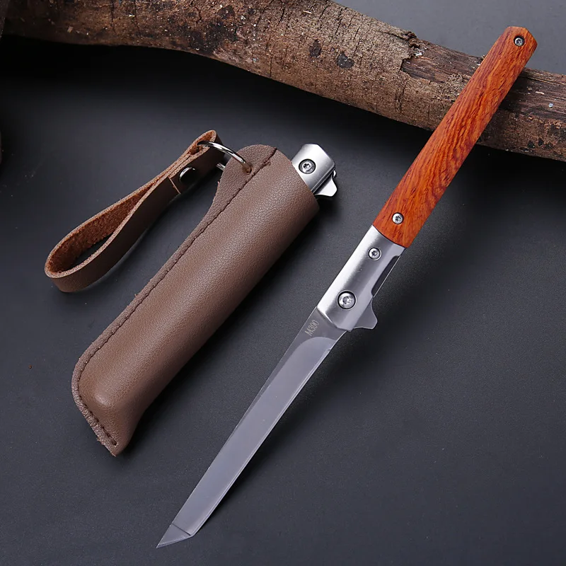 

Damascus M390 Steel Fold Knife Portable Pocket Solid Wood Folding Knife Camping Hunting Knife Slicing Fruit Knives Outdoor Tool