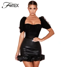 Юбки с высокой талией из искусственной кожи, женские облегающие повседневные Облегающие юбки, формальные базовые шикарные юбки