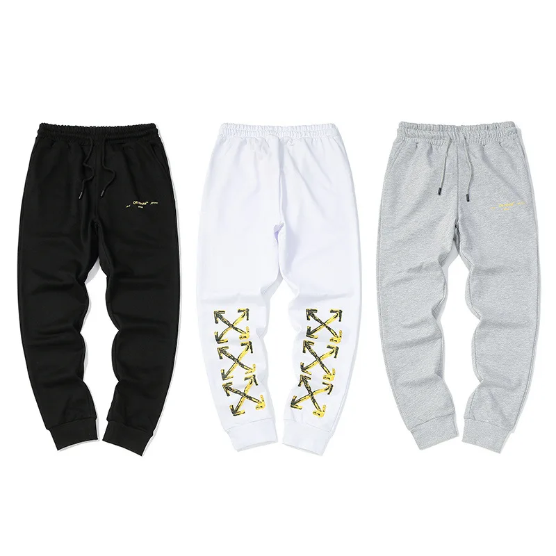 Новинка OFF-WHITE OW желтая стрела маленькая защита для ног брюки осенние и зимние модели повседневные женские мужские спортивные брюки