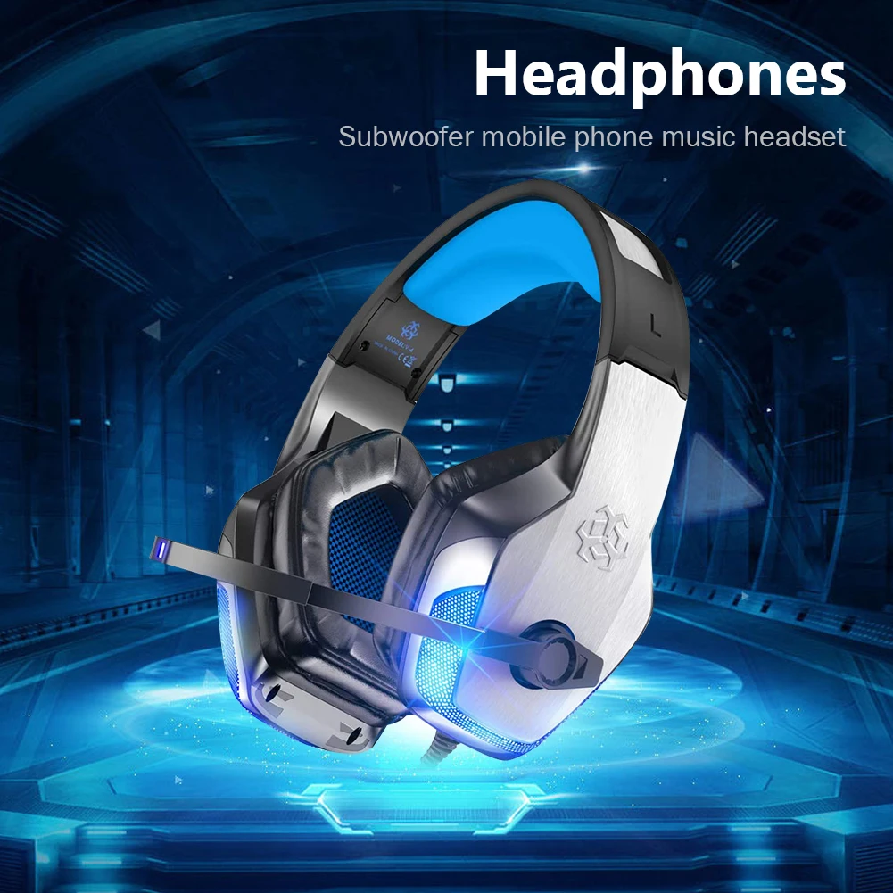 Adjustable Bass Stereo Gamer Headset Wired Earphone Outdoor Enjoyable Led Light Gaming Headphones Earphone Ornament