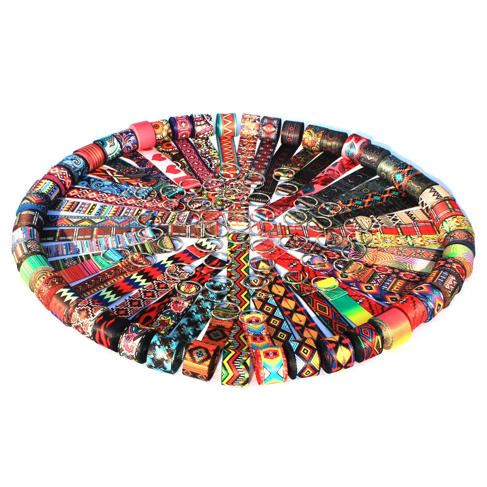 Colored Printed Yoga Belts Cotton Adjustable Sport Exercise Gym Waist Leg Pull Durable Fitness D-Ring Yoga Stretching Strap