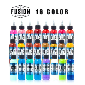 

Fusión de 30 ml/botella de tinta de pistola de aerosol de tatuaje 16 set de pintura de color para pintura corporal tatuaje color