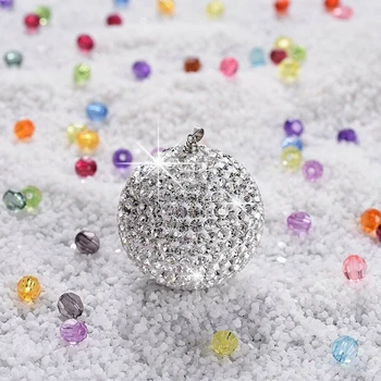 

New Arrival High Quality Crystal Disco Ball Charm Charm Car Rearview Mirror Pendant White Universal