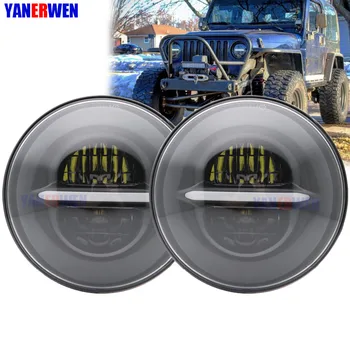 

For Jeep TJ JK 7 Inch LED Headlight Head light lamps H4 - H13 7" 50W white halo Headlight lamp with DRL For Lada 4x4 .