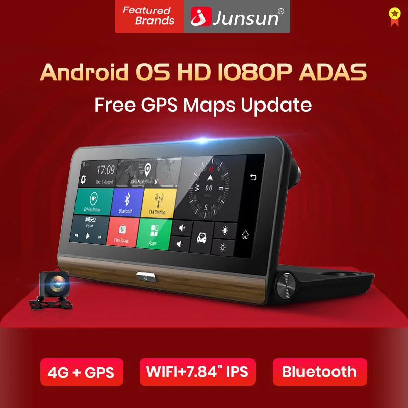 Видеорегистратор Junsun E31P Pro 7 80 дюйма 4G ADAS Android GPS навигация автомобильный