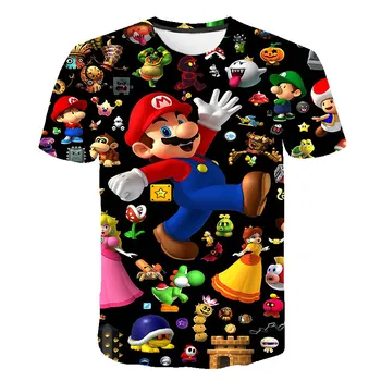 

2020 Summer New style 3D T Shirt Boy and Girl Cartoon Super Mario 3D print T-shirt funny casual Gamer o neck T-shirt Tops
