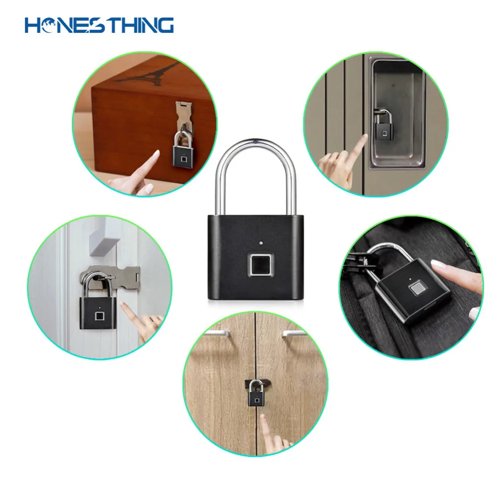 Fingerprint Padlock, No Need Bluetooth and App Connection, Waterproof USB Rechargeable Thumbprint Lock for Locker, Golf Bags, Gym, Door, Luggage, Suitcase, Backpack, Bike, Office 7