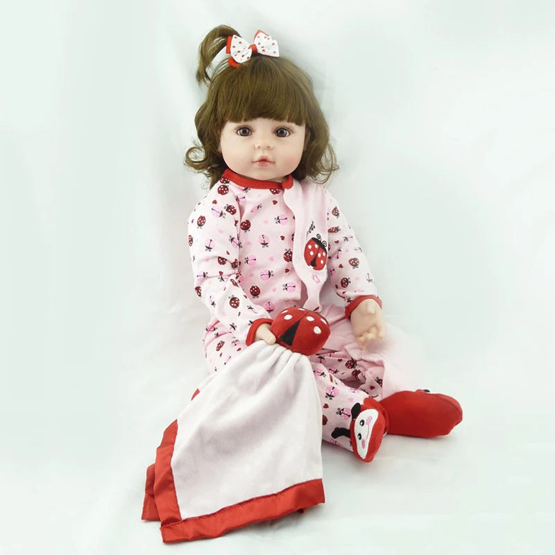 55 см Reborn Baby Doll игрушка виниловая мягкая милая розовая ткань для тела модные короткие объемные волосы Реалистичная Детская кукла Дети ролевые игры